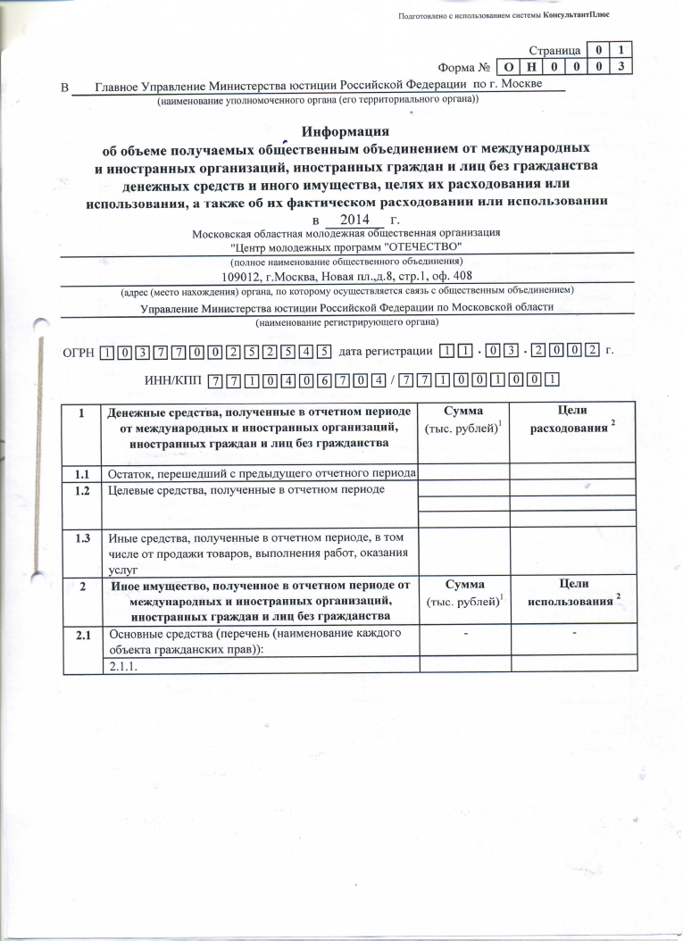 минюст ЦМП ОТЕЧЕСТВО 2014